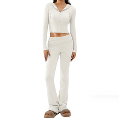 Knitted Hooded Two-Piece Set